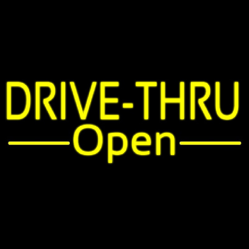 Custom Yellow Drive Thru Open Neon Sign USA