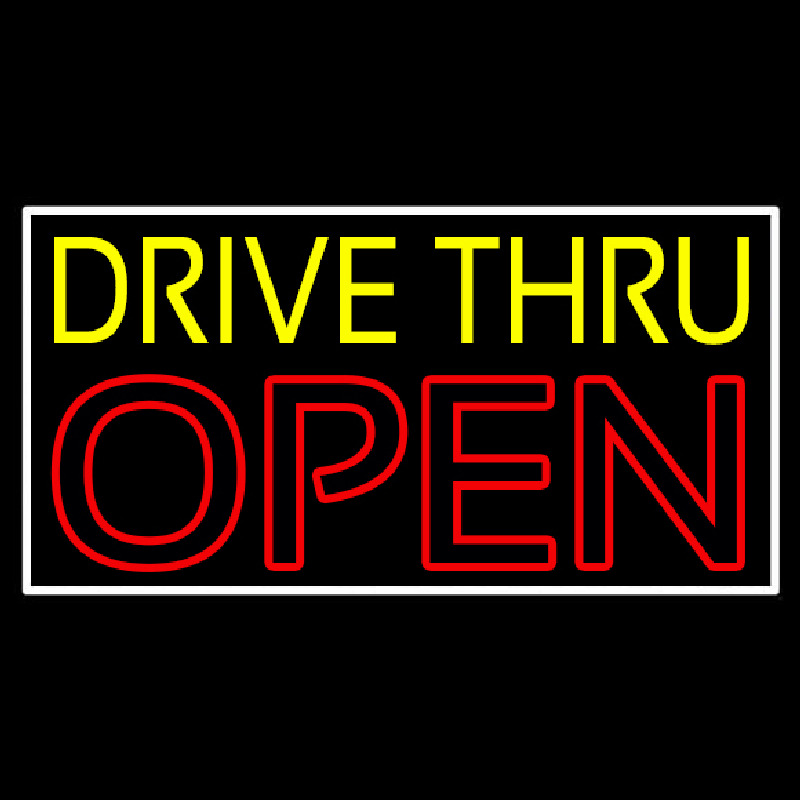 Custom Yellow Drive Thru Open Red Neon Sign USA