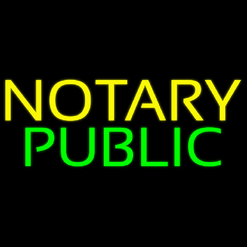 Custom Yellow Green Notary Public Neon Sign USA