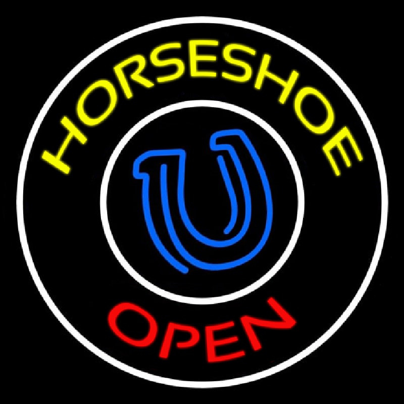 Custom Yellow Horseshoe Open Neon Sign USA