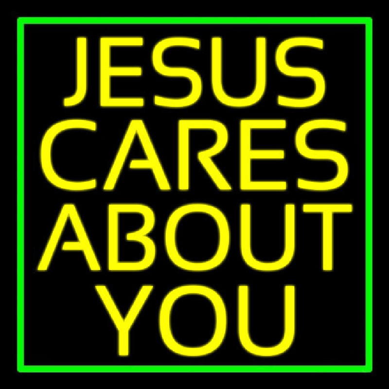 Custom Yellow Jesus Cares About You Neon Sign USA