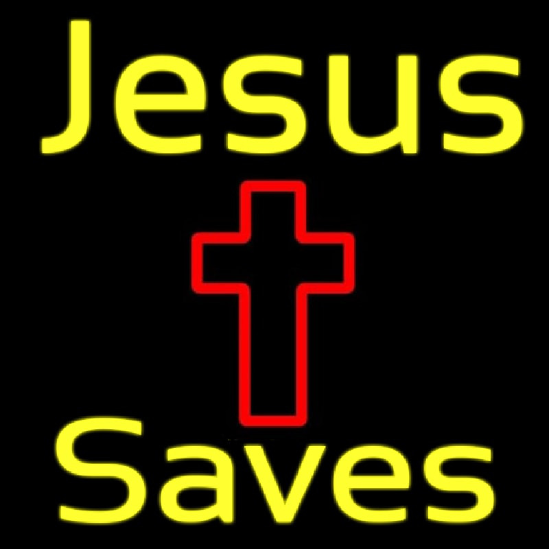 Custom Yellow Jesus Saves With Cross Neon Sign USA