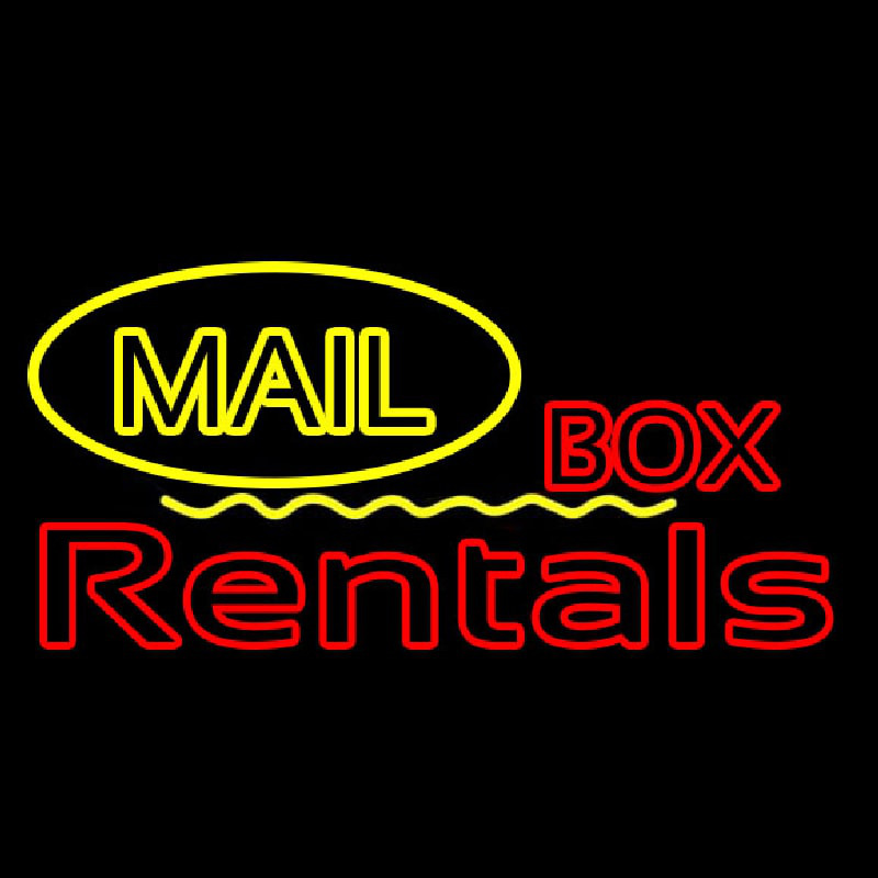 Custom Yellow Mail Block Box Rentals Neon Sign USA