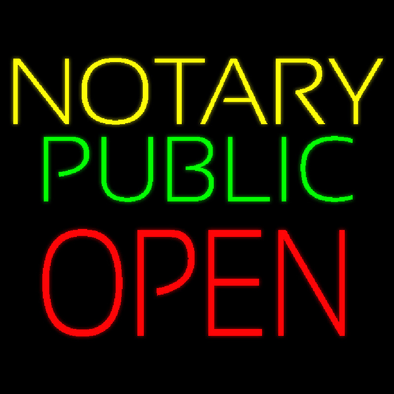 Custom Yellow Notary Public Open Neon Sign USA