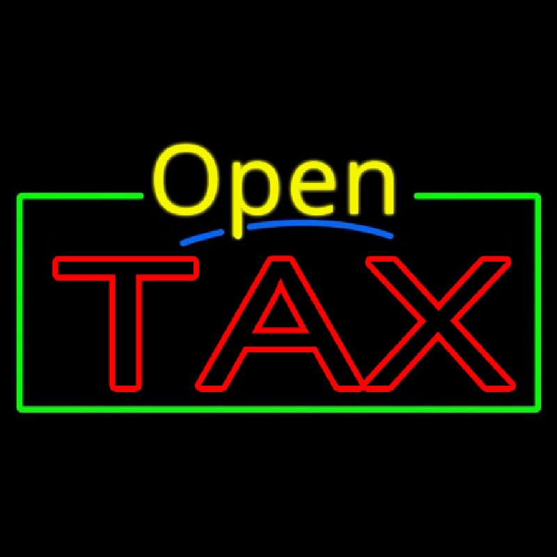 Custom Yellow Open Double Stroke Tax Neon Sign USA