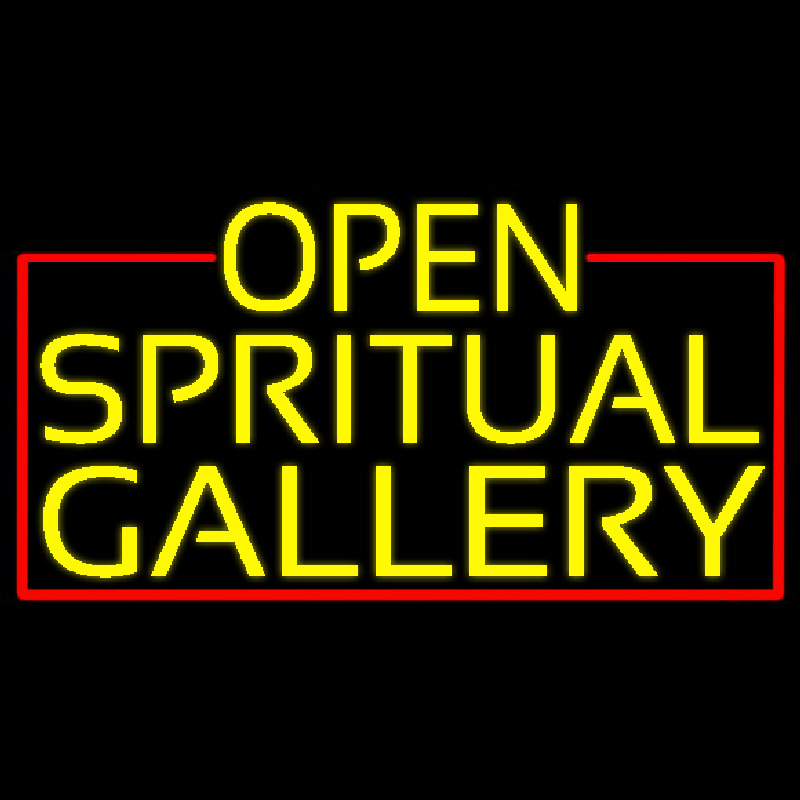 Custom Yellow Open Spiritual Gallery With Red Border Neon Sign USA