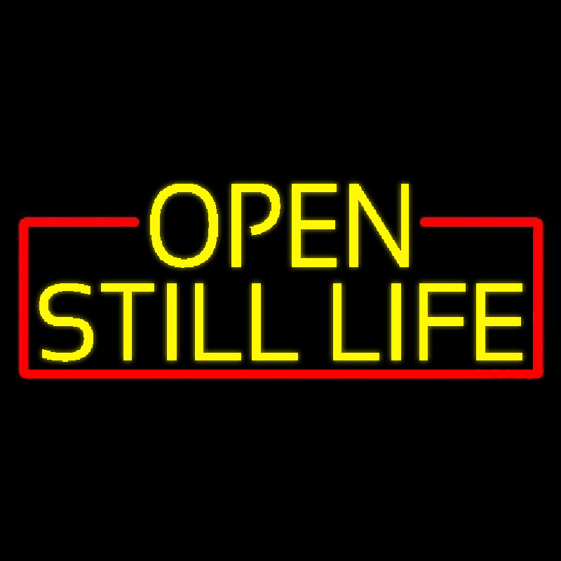 Custom Yellow Open Still Life With Red Border Neon Sign USA