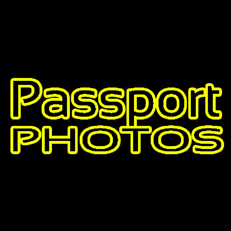 Custom Yellow Passport Photos Block Neon Sign USA