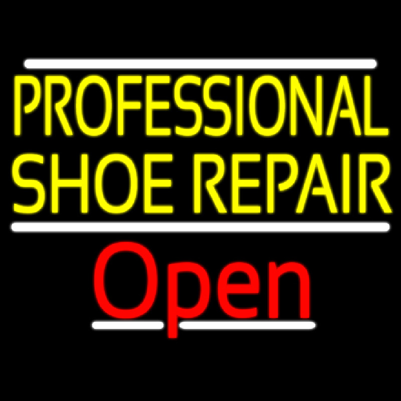 Custom Yellow Professional Shoe Repair Open Neon Sign USA