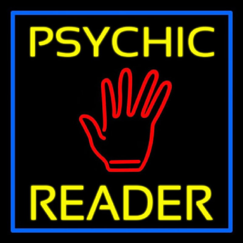 Custom Yellow Psychic Reader Blue Border Neon Sign