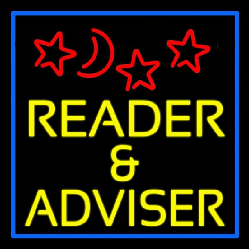 Custom Yellow Reader And Advisor Blue Border Neon Sign USA