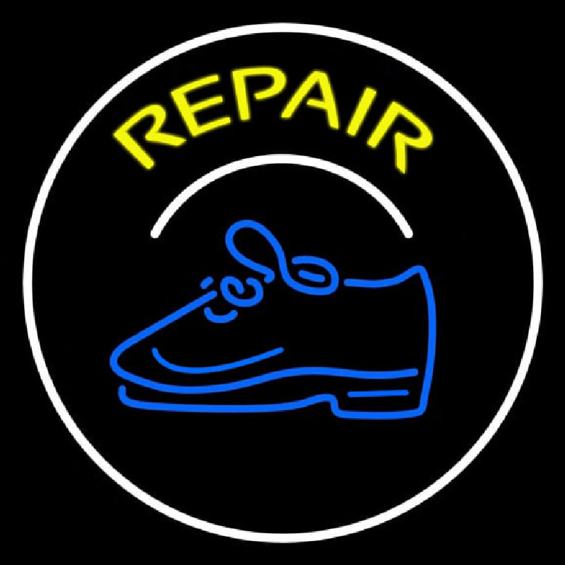 Custom Yellow Repair Shoe With Border Neon Sign USA