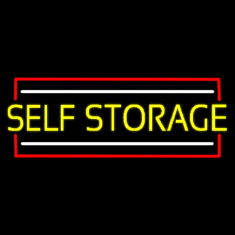 Custom Yellow Self Storage Block With White Line Neon Sign USA