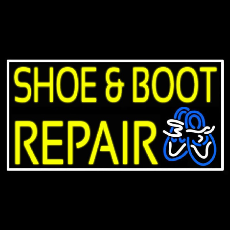 Custom Yellow Shoe And Boot Repair Neon Sign USA