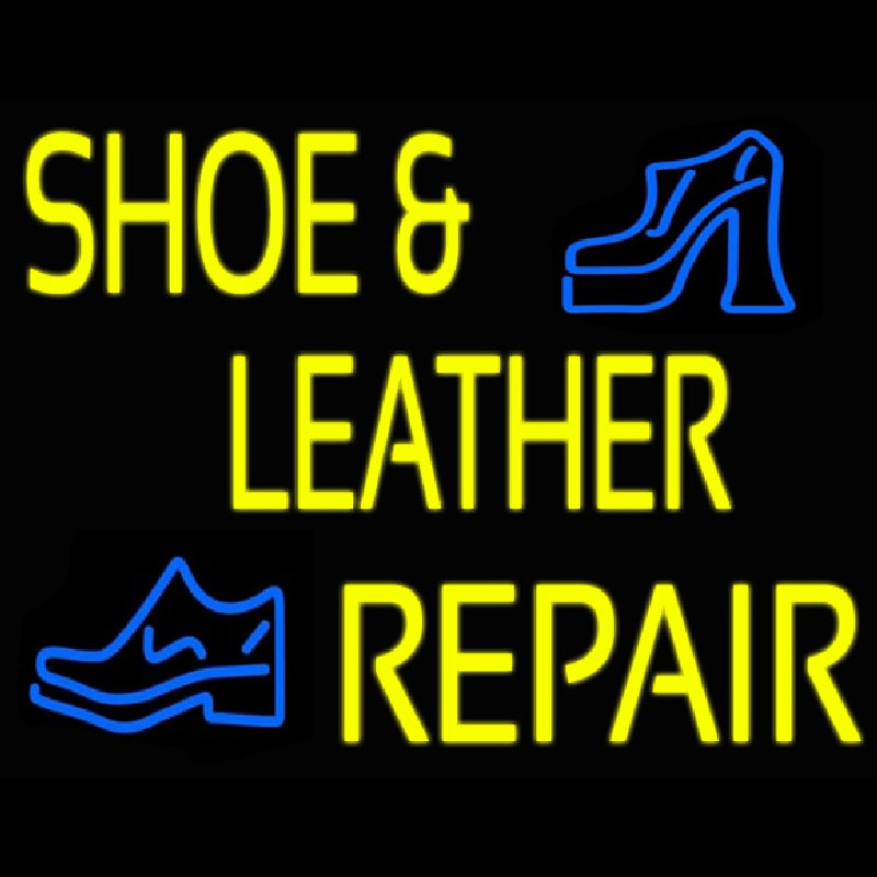 Custom Yellow Shoe And Leather Repair Neon Sign USA