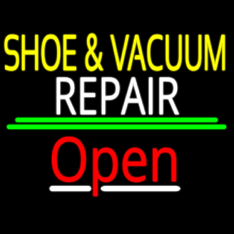 Custom Yellow Shoe And Vacuum White Repair Open Neon Sign USA