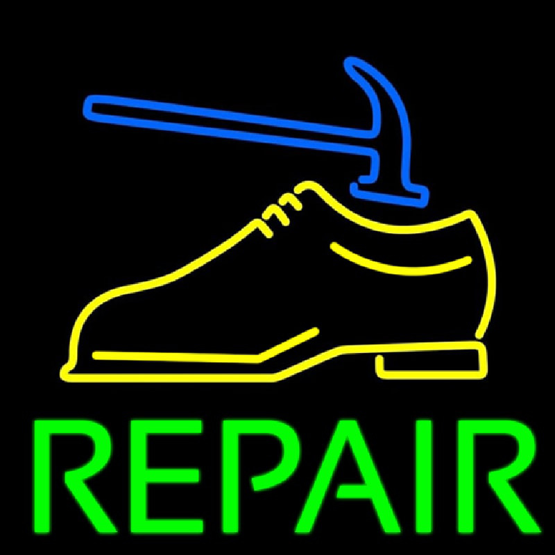 Custom Yellow Shoe Green Repair Neon Sign USA