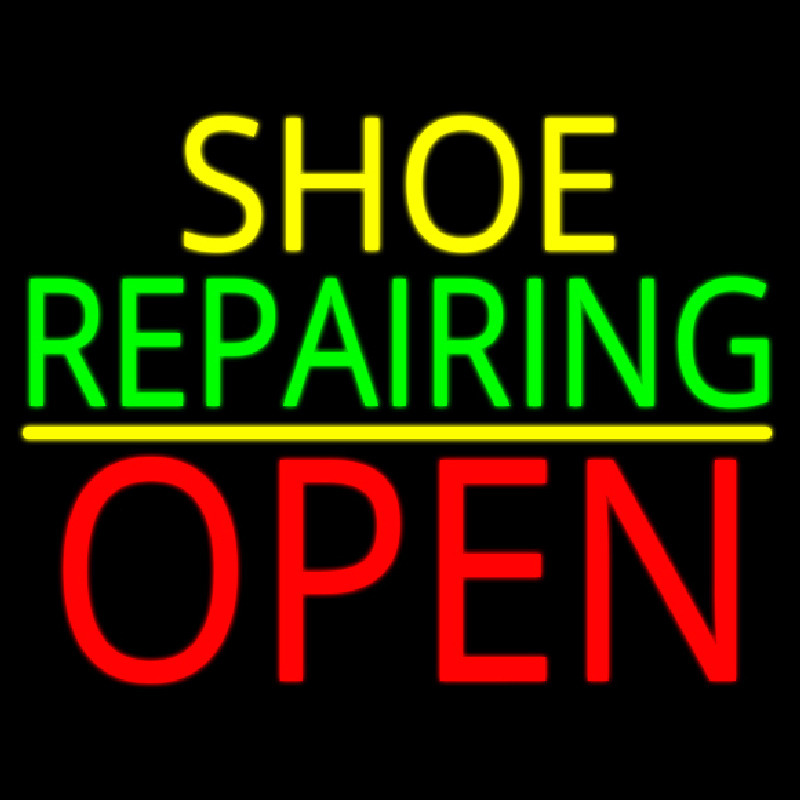 Custom Yellow Shoe Green Repairing Open Neon Sign