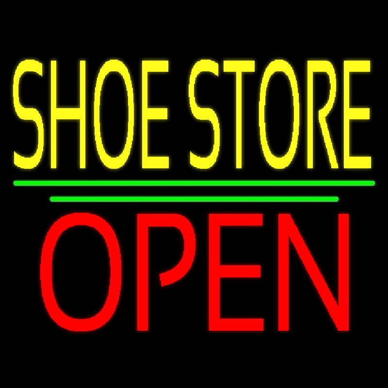 Custom Yellow Shoe Store Open Neon Sign USA