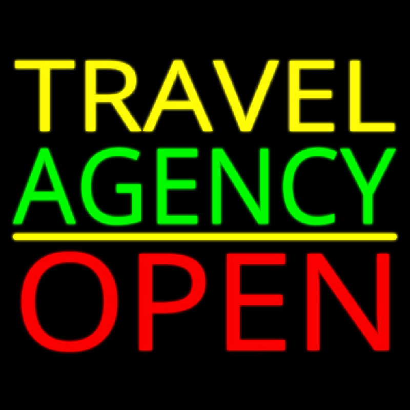 Custom Yellow Travel Green Agency Open Neon Sign USA